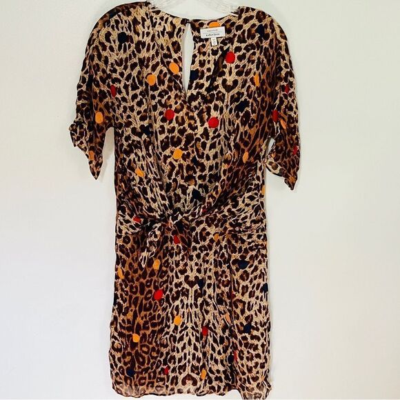 & Other Stories Leopard Print Wrap Dress V Neck Mini Dress Cinch Waist 8 - Picture 1 of 11